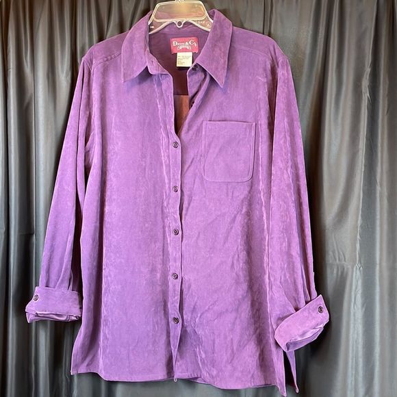 𝅺DENIM & Co button down long sleeve shirt - Picture 1 of 6